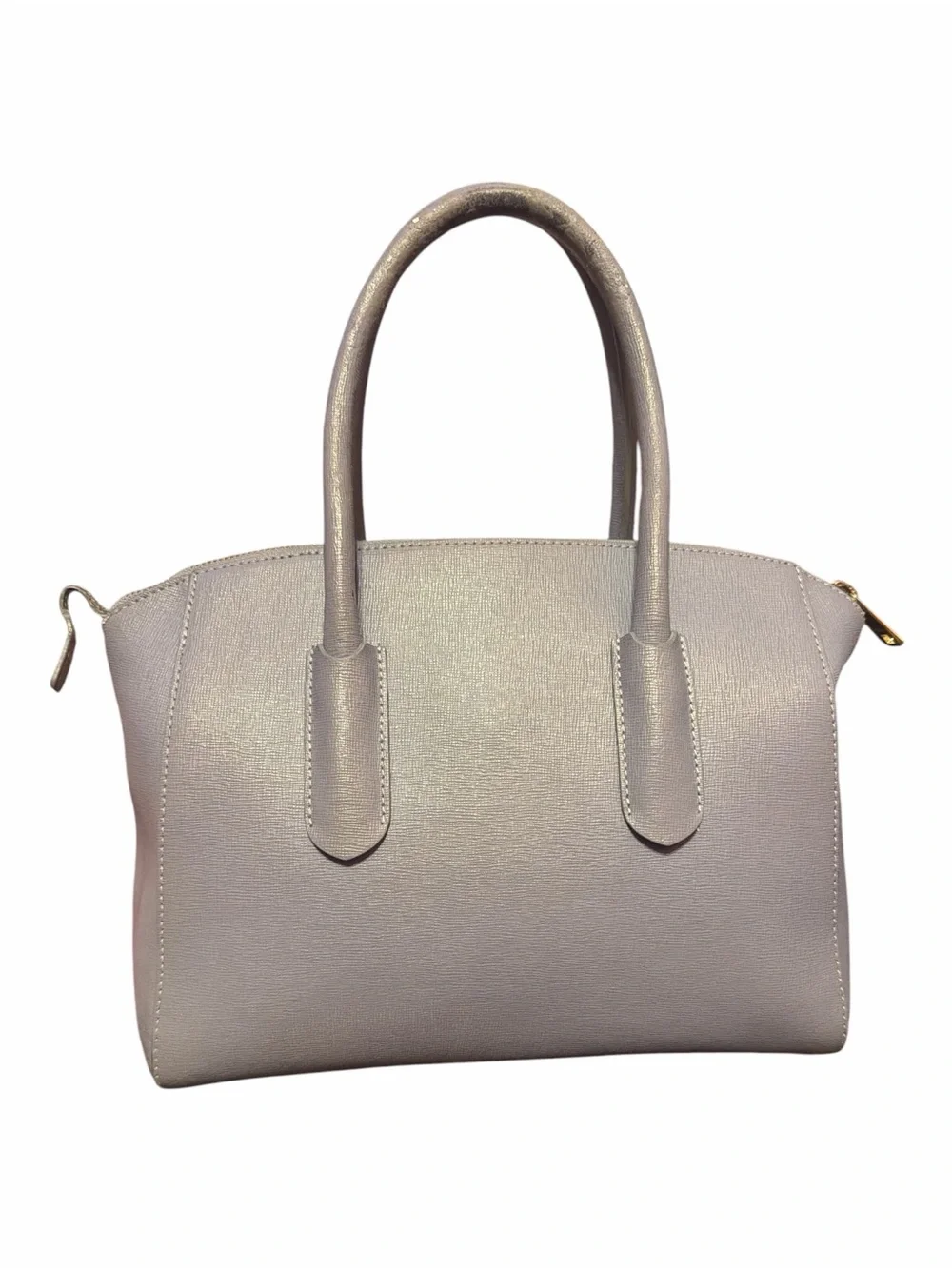 Furla Linda Light Blue Gray Saffiano Leather Satchel Tote Bag w/ Hangtag